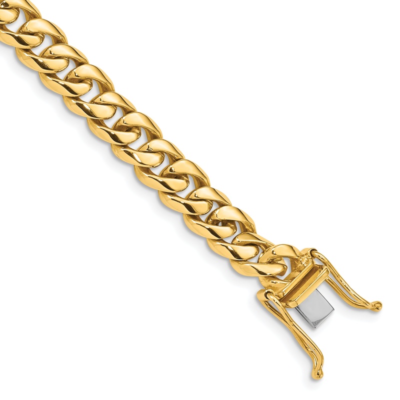 10K Yellow Gold 7.25mm Hand-Polished Rounded Curb Link Bracelet