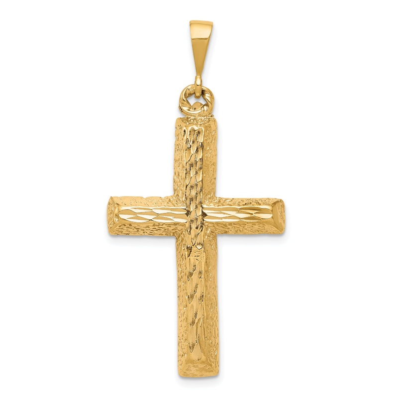 10K Yellow Gold Diamond-Cut Cross Pendant