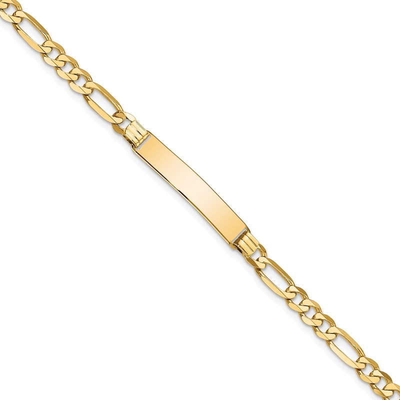 10K Yellow Gold Figaro Link Id Bracelet