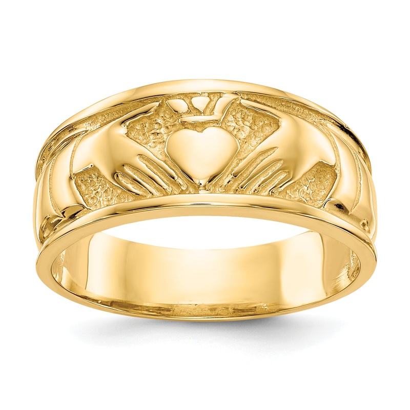 10K Yellow Gold Polished Claddagh Ring