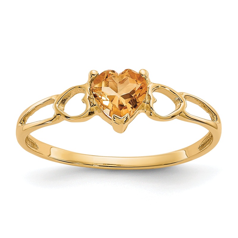 10K Yellow Gold Polished Genuine Citrine Birthstone Ring