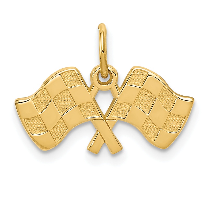 10K Yellow Gold Racing Flags Charm