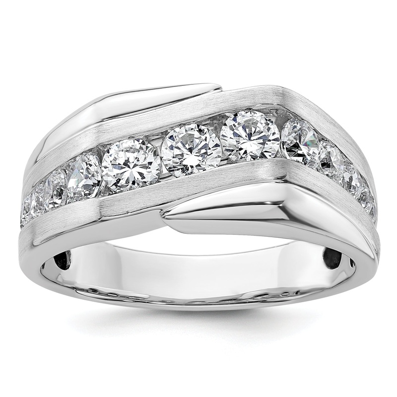 14k White Gold 1 3/8 Ct. Lab Grown Diamond VS/SI+ G+ Satin Men’s Ring