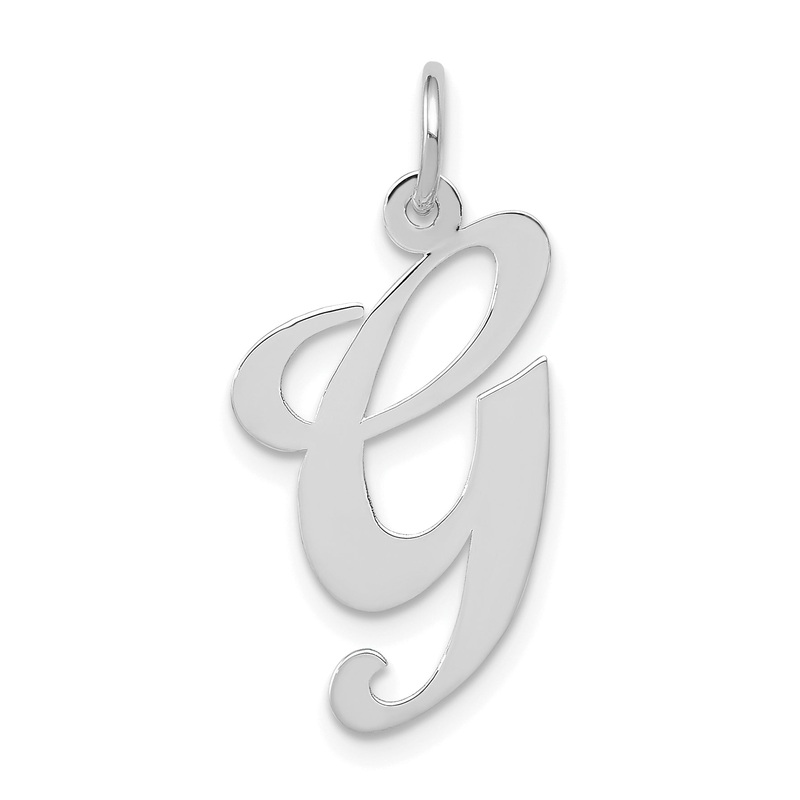 14k White Gold 14k White Gold Large Fancy Script Letter G Initial Charm