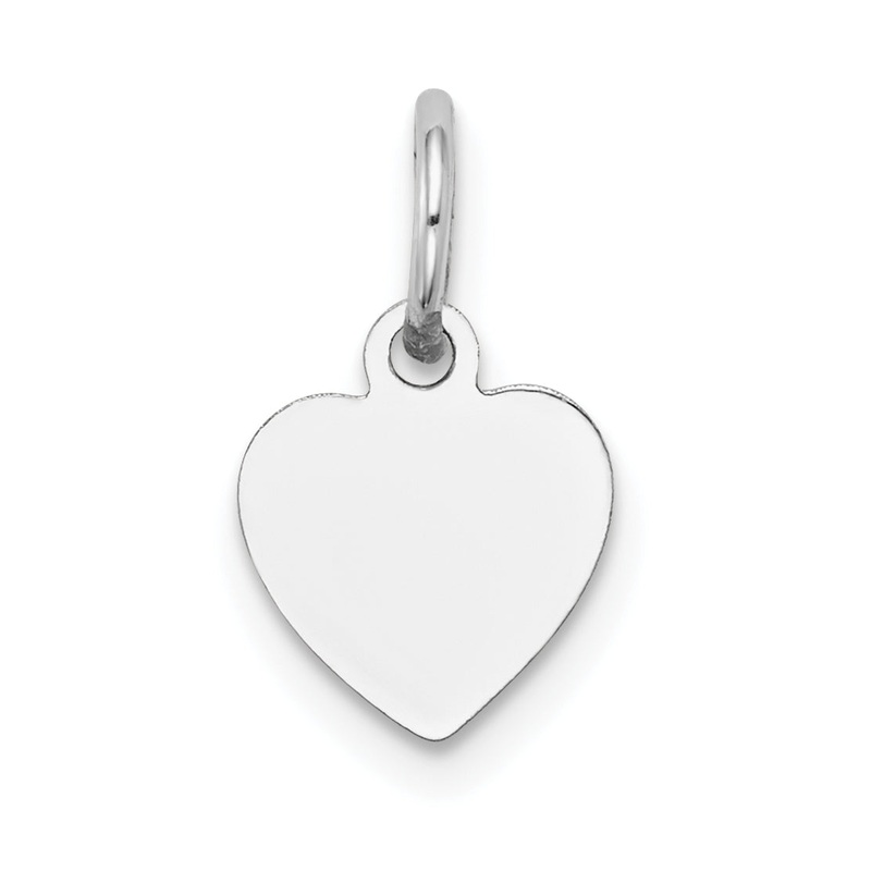 14k White Gold 14k White Gold Plain .018 Gauge Engravable Heart Charm