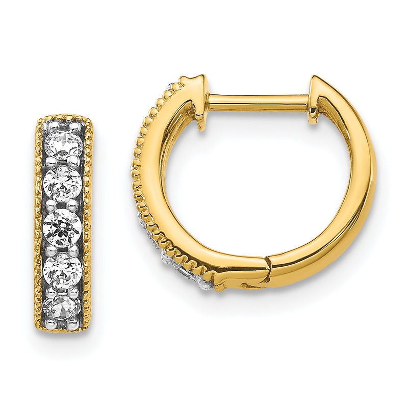 14k Yellow Gold 1/3 Ct. Lab Grown Diamond VS/SI+ G+ Miligrain Hinged Hoop Earrings