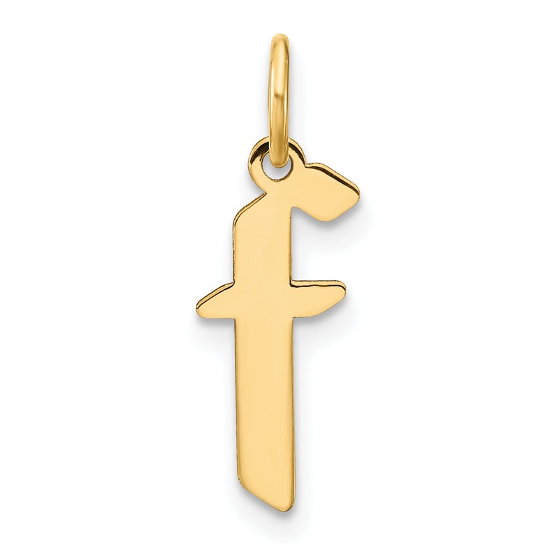 14k Yellow Gold 14ky Lowercase Letter F Initial Pendant
