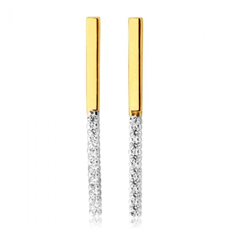 9ct Yellow Gold Cubic Zirconia Line Stud Earrings