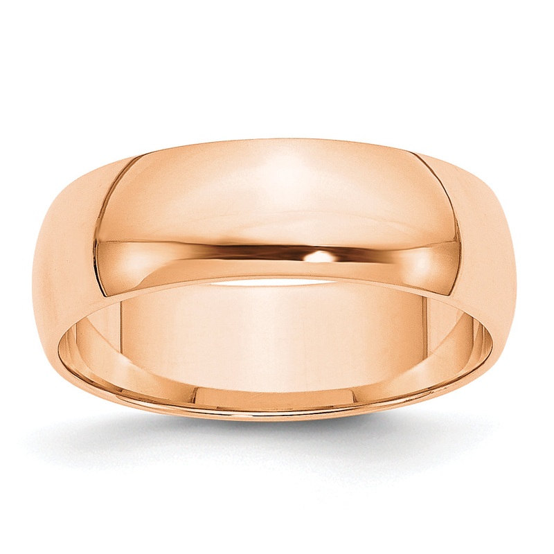 10K Rose Gold 6mm Lightweight Half Round Wedding Band Size 10