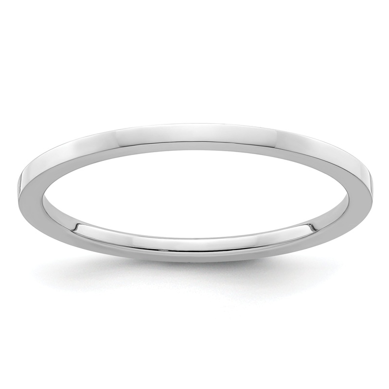 10K White Gold 10K 1.2mm Flat Polished Stackable Band Size 7.5