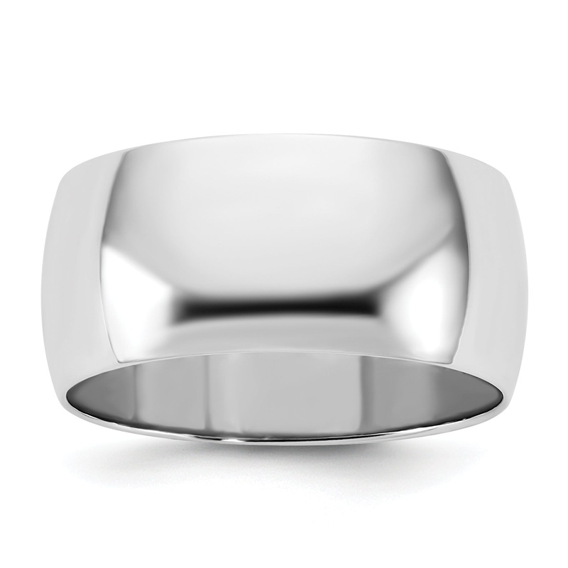 10K White Gold 10Kw 9mm Ltw Half Round Band Size 12