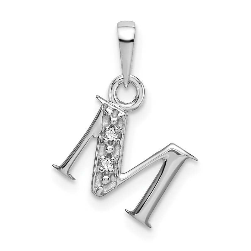 10K White Gold 10Kw Initial M Charm