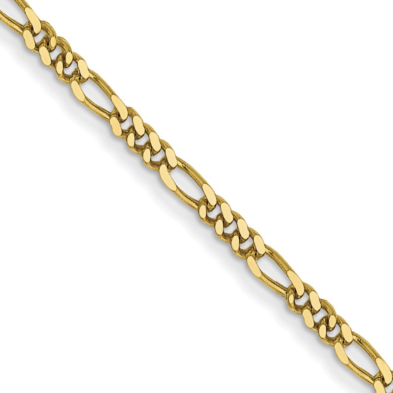 10K Yellow Gold 1.25mm Flat Figaro Pendant Chain
