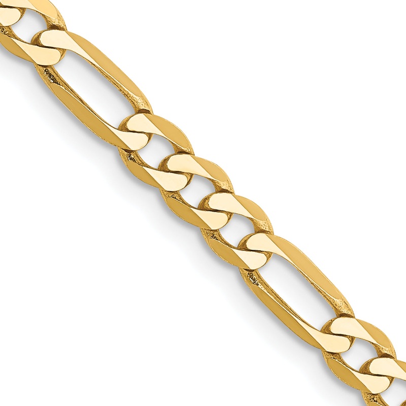 10K Yellow Gold 10K 4mm Flat Figaro Chain