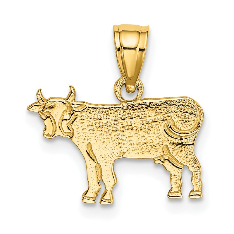 10K Yellow Gold 10K Flat And Engraved Cow Charm