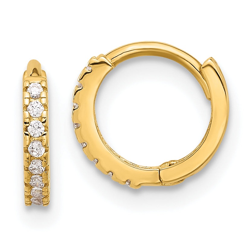 10K Yellow Gold 10K Polished 1.5mm Cz Hinged Hoop Earrings