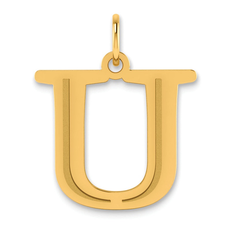 10K Yellow Gold 10K Polished Etched Letter U Initial Pendant