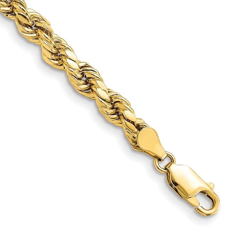 10K Yellow Gold 4.9mm Semi-Solid D/C Rope Chain