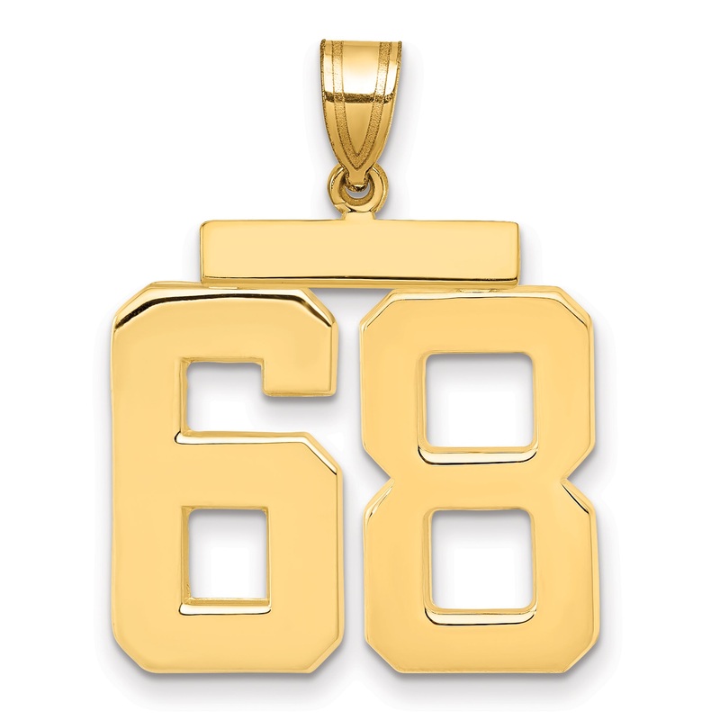 10K Yellow Gold Large Polished Number 68 Charm