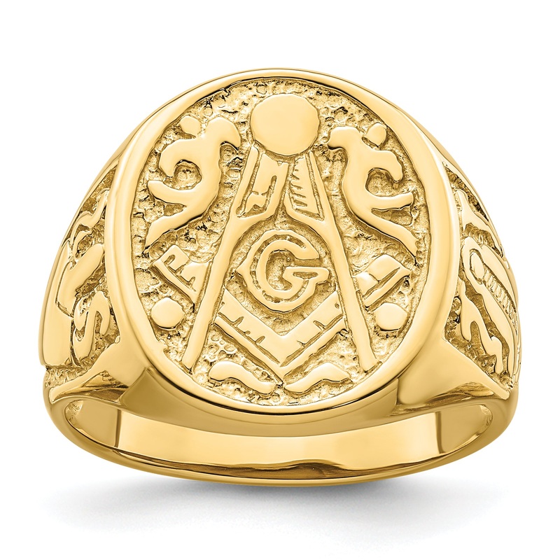 10K Yellow Gold Men’S Polished And Grooved (Not Enameled) Masonic Ring