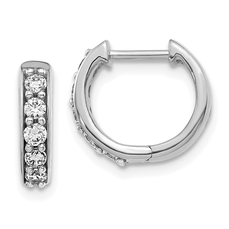 14k White Gold 1/3 Ct. Lab Grown Diamond VS/SI+ G+ Hinged Hoop Earrings