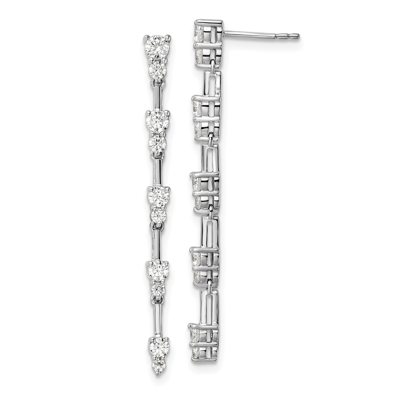 14k White Gold 1 Ct. Lab Grown Diamond VS/SI+ G+ Dangle Post Earrings
