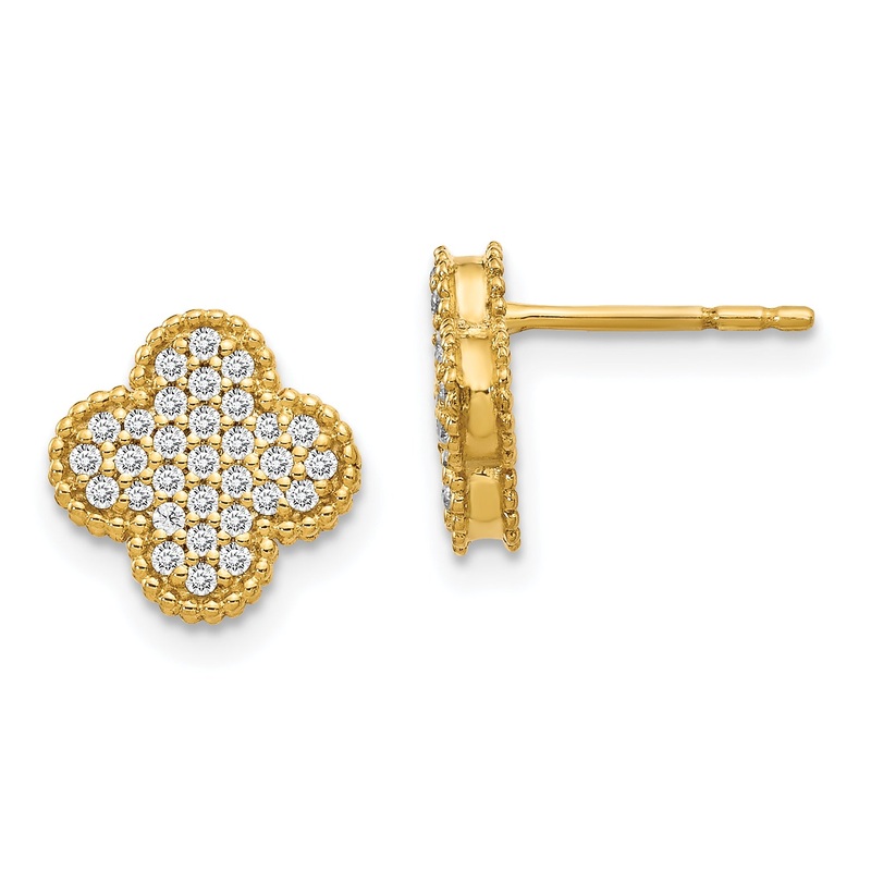 14k Yellow Gold 1/3 Ct. Lab Grown Diamond VS/SI+ G+ Quatrefoil Post Earrings