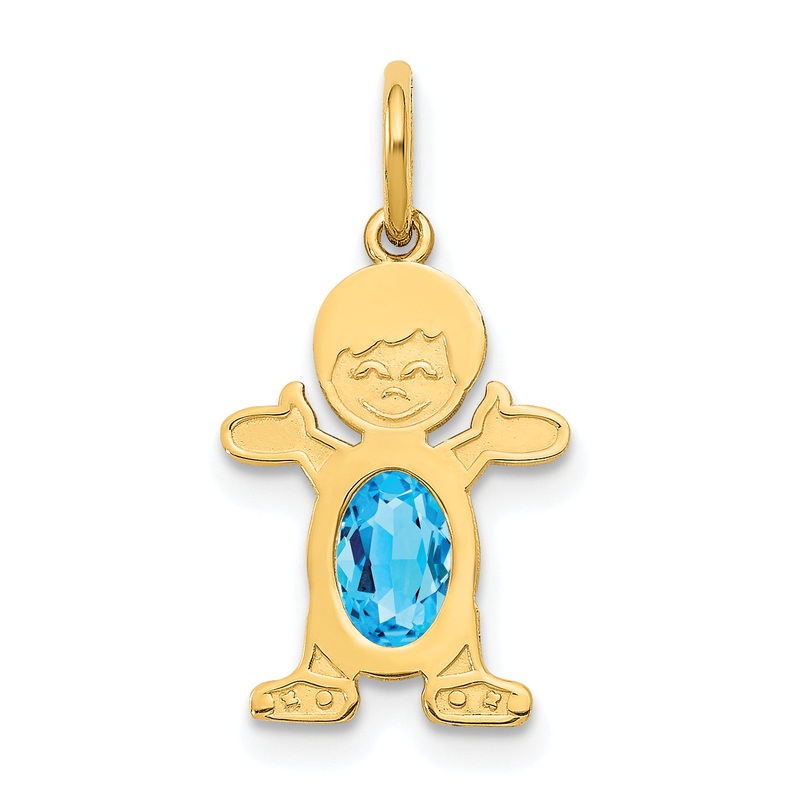 14k Yellow Gold 14K Boy 6×4 Oval Genuine Blue Topaz-December