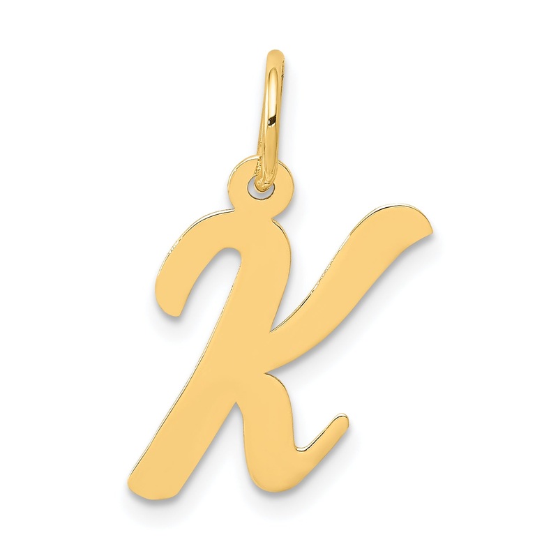 14k Yellow Gold 14k Medium Script Letter K Initial Charm
