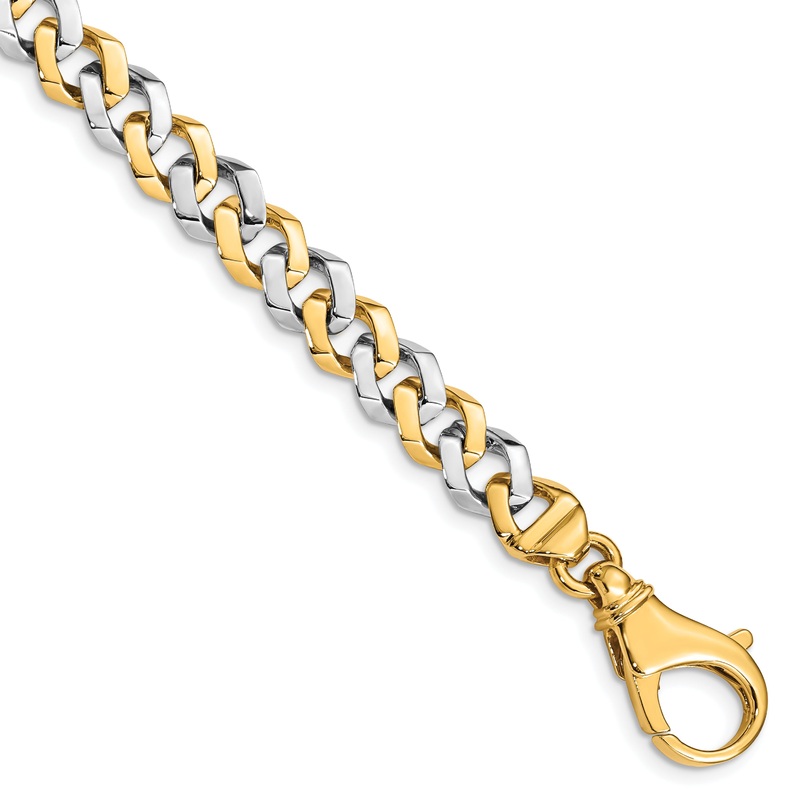 10K Two-Tone 8mm Hand-Polished Fancy Link Bracelet