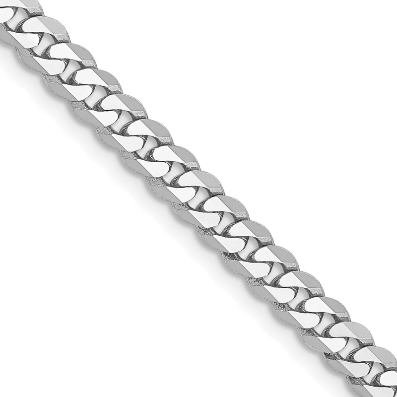 10K White Gold Wg 3.9mm Flat Beveled Curb Chain