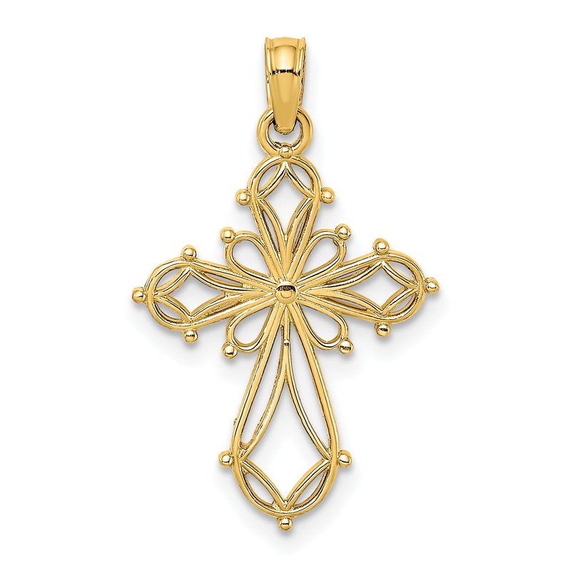 10K Yellow Gold 10K Cut-Out Fancy Cross Charm
