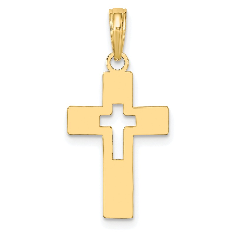 10K Yellow Gold 10K Polished Cut-Out Cross Charm