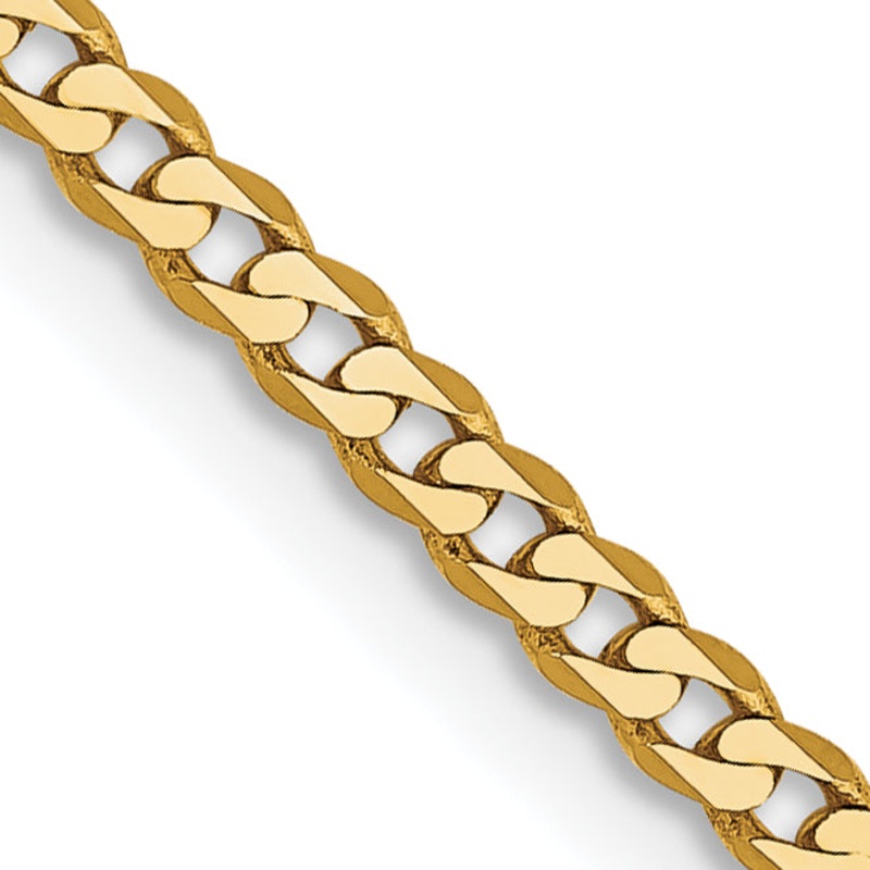 10K Yellow Gold 2.2mm Flat Beveled Curb Chain