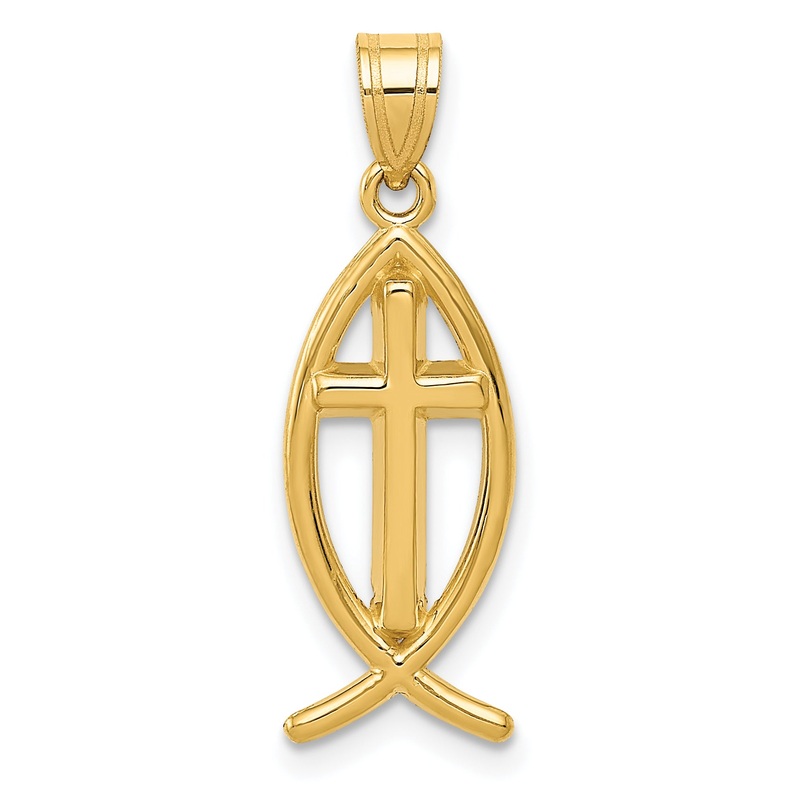 10K Yellow Gold Ichthus Fish Pendant