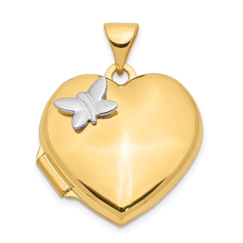 14k Two-tone 14k Two-Tone 18mm Butterfly Heart Locket