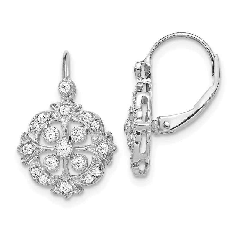 14k White Gold 1/3 Ct. Lab Grown Diamond VS/SI+ G+ Fashion Leverback Earrings