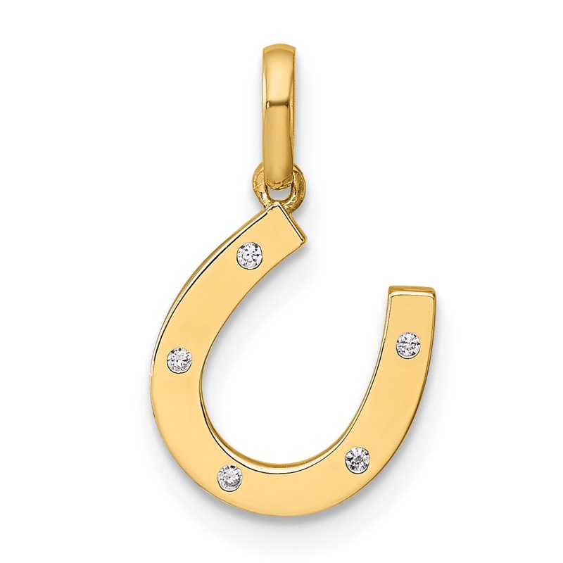 14k Yellow Gold 14k Childrens CZ Horseshoe Pendant