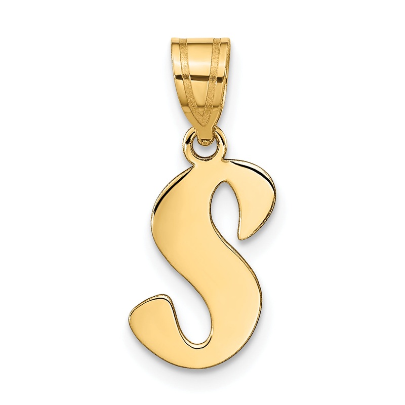 14k Yellow Gold 14k Polished Script Letter S Initial Pendant