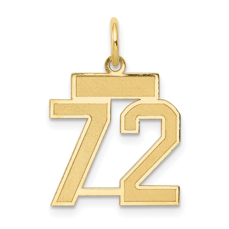 14k Yellow Gold 14k Small Satin Number 72 Charm