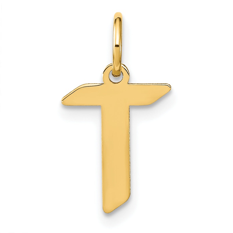 14k Yellow Gold 14KY Letter T Initial Pendant
