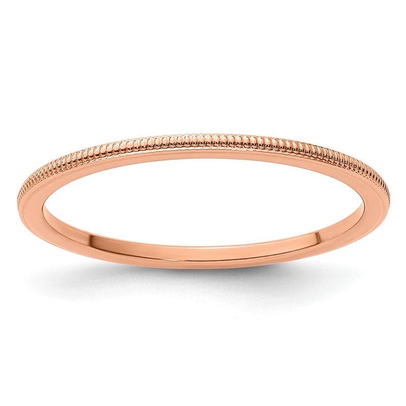 10K Rose Gold 10K 1.2mm Milgrain Stackable Band Size 5.5
