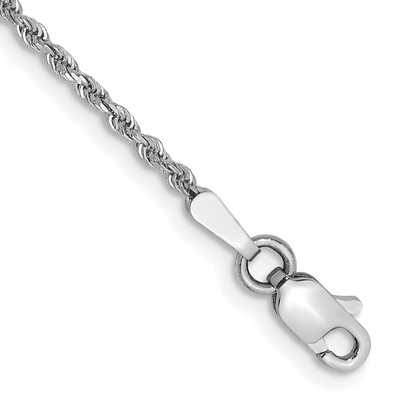 10K White Gold 1.5mm Diamond-Cut Rope Chain