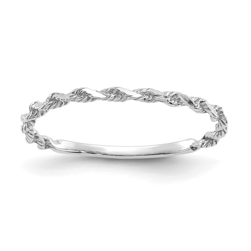 10K White Gold 10Kw Diamond-Cut Textured Rope Band Ring