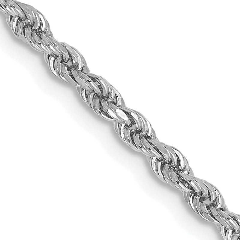 10K White Gold 2.25mm Diamond-Cut Rope Chain
