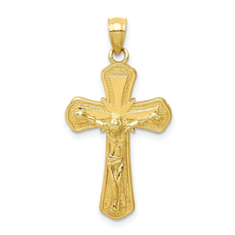 10K Yellow Gold 10K Polished Textured Crucifix Pendant