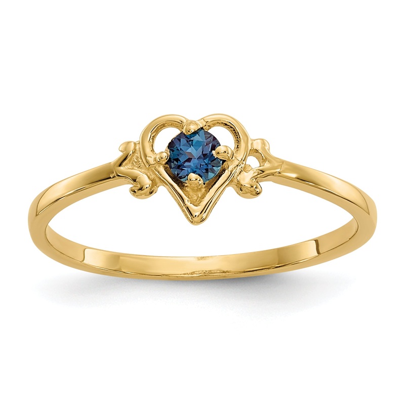 10K Yellow Gold 10K Synthetic Alexandrite Birthstone Heart Ring