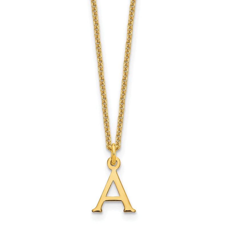 10K Yellow Gold 10Ky Cutout Letter A Initial Necklace