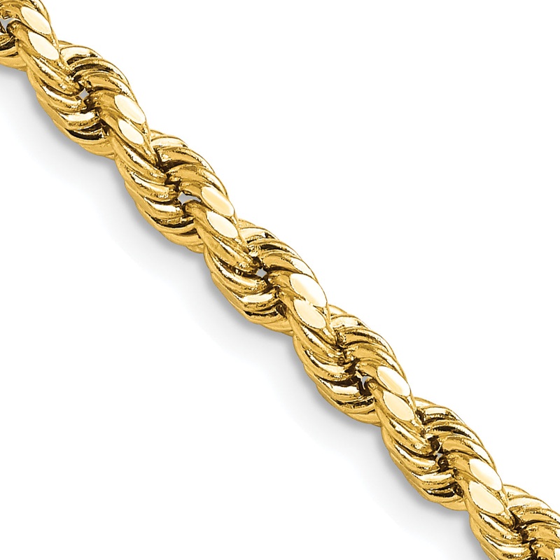 10K Yellow Gold 4mm Semi-Solid D/C Rope Chain
