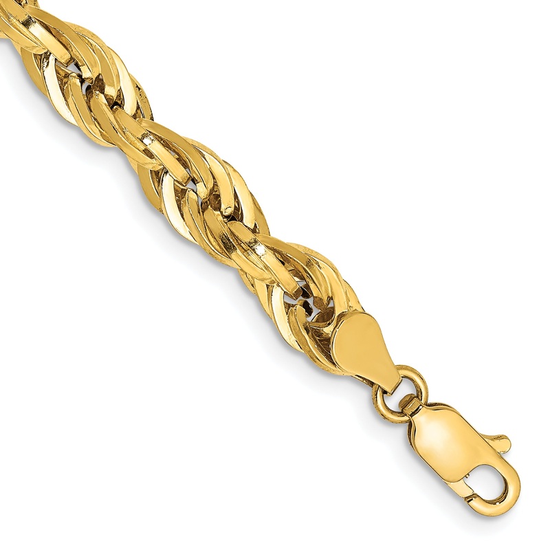 10K Yellow Gold 5.4mm Semi-Solid Rope Chain